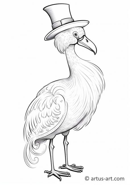 Silindir Şapkalı Flamingo Boyama Sayfası